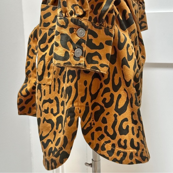 TARGET x Kahlana Barfield Brown Leopard Print LS Utility Denim A-Line Dress - Picture 9 of 15